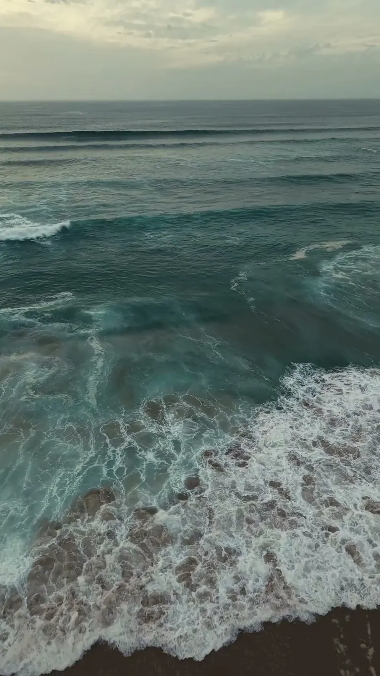 Waves breaking on the Atlantic coast, seen from above